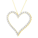 10k Yellow Gold Plated .925 Sterling Silver 3.0 cttw Round-Cut Diamond Open Heart Pendant Necklace (J-K Color, I1-I2 Clarity) - 18"