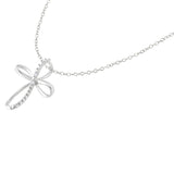 .925 Sterling Silver Diamond Accent Cross Ribbon 18" Pendant Necklace (I-J Color, I2-I3 Clarity) - Pack Of: 1