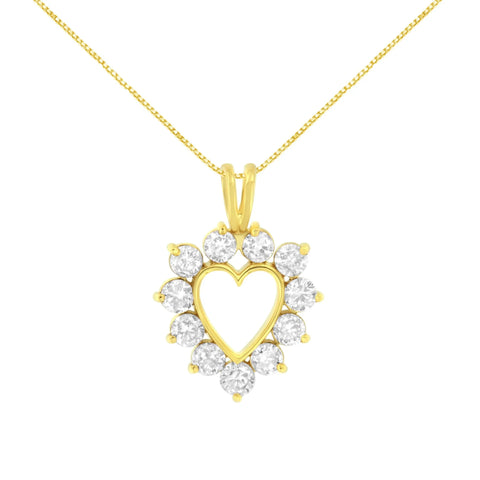 10K Yellow Gold Plated .925 Sterling Silver 1.00 Cttw Diamond Halo Open Heart 18