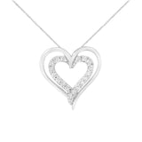 .925 Sterling Silver 1/4 cttw Diamond Open Double Heart 18" Pendant Necklace (I-J Clarity, I2-I3 Color)