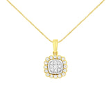 10K Yellow Gold Plated .925 Sterling Silver 1/4 Cttw Diamond 18" Pendant Necklace (I-J Color, I1-I2 Clarity)