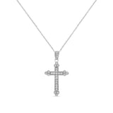 .925 Sterling Silver 1/4 Cttw Prong Set Round-Cut Diamond Cross 18" Pendant Necklace - (I-J Color, I3-Promo Quality)