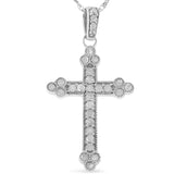 .925 Sterling Silver 1/4 Cttw Prong Set Round-Cut Diamond Cross 18" Pendant Necklace - (I-J Color, I3-Promo Quality)