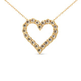 10K Yellow Gold Flashed .925 Sterling Silver 1/2 Cttw Champagne Diamond Miracle Plate Heart Pendant Necklace (K-L Color, I1-I2 Clarity) - 18"