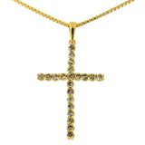 14K Yellow Gold Plated .925 Sterling Silver 1/2 Cttw Champagne Diamond Cross Pendant Necklace (K-L Color, I1-I2 Clarity) - 18"