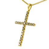 14K Yellow Gold Plated .925 Sterling Silver 1/2 Cttw Champagne Diamond Cross Pendant Necklace (K-L Color, I1-I2 Clarity) - 18"