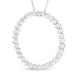 .925 Sterling Silver 3/4 Cttw Round Diamond Spiral Curved Circle Pendant 18" Necklace (I-J Color, I3 Clarity)