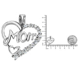 .925 Sterling Silver 1/4 Cttw Round Diamond "Mom" Heart Pendant 18" Necklace (I-J Color, I3 Clarity)