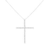 Sterling Silver Diamond Cross Pendant Necklace  - Size: 18 INCH - 3 CARAT TOTAL DIAMOND WEIGHT | Pack Of: 1