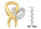 10K Yellow Gold and .925 Sterling Silver 1/10 cttw Diamond Heart Pendant Necklace (H-I, I1-I2)