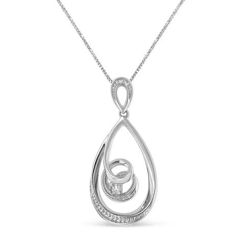 10K White Gold Diamond Accented Open Teardrop Twisted Curl 18