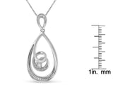 10K White Gold Diamond Accented Open Teardrop Twisted Curl 18" Pendant Necklace (J-K Color, I2-I3 Clarity)