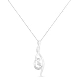 Espira 10K White Gold 1/10 cttw Diamond Swirl Pendant Necklace (I-J, I1-I2)