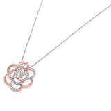 10K Rose Gold Plated Flower Accent Pendant Necklace with 1/2 cttw Round Cut Diamond (H-I, I1-I2)