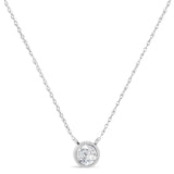 10K Gold 1/10 Carat Round Brilliant-Cut Diamond Modern Bezel-Set Solitaire 16"-18" Pendant Necklace