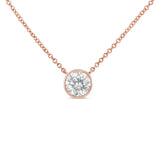 10K Gold 1/10 Carat Round Brilliant-Cut Diamond Modern Bezel-Set Solitaire 16"-18" Pendant Necklace