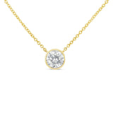 10K Yellow Gold 1/5 Carat Round Brilliant-Cut Diamond Modern Bezel-Set Solitaire 16"-18" Pendant Necklace (H-I Color, SI2-I1 Clarity)