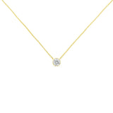 10K Yellow Gold 1/5 Carat Round Brilliant-Cut Diamond Modern Bezel-Set Solitaire 16"-18" Pendant Necklace (H-I Color, SI2-I1 Clarity)