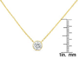 10K Yellow Gold 1/5 Carat Round Brilliant-Cut Diamond Modern Bezel-Set Solitaire 16"-18" Pendant Necklace (H-I Color, SI2-I1 Clarity)