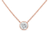 10K Rose Gold 3/10 Carat Round Brilliant-Cut Diamond Modern Bezel-Set Solitaire 16"-18" Pendant Necklace (H-I Color, SI2-I1 Clarity)