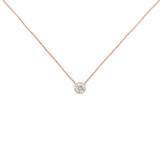 10K Rose Gold 3/10 Carat Round Brilliant-Cut Diamond Modern Bezel-Set Solitaire 16"-18" Pendant Necklace (H-I Color, SI2-I1 Clarity)