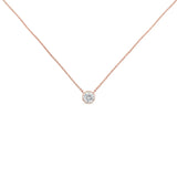 10K Rose Gold 1/2 Carat Round Brilliant-Cut Diamond Modern Bezel-Set Solitaire 16"-18" Pendant Necklace (H-I Color, SI2-I1 Clarity)