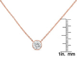 10K Rose Gold 1/2 Carat Round Brilliant-Cut Diamond Modern Bezel-Set Solitaire 16"-18" Pendant Necklace (H-I Color, SI2-I1 Clarity)