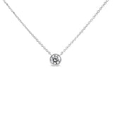 10K White Gold 1/2 Carat Round Brilliant-Cut Diamond Modern Bezel-Set Solitaire 16"-18" Pendant Necklace (H-I Color, SI2-I1 Clarity)