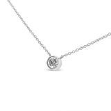 10K White Gold 1/2 Carat Round Brilliant-Cut Diamond Modern Bezel-Set Solitaire 16"-18" Pendant Necklace (H-I Color, SI2-I1 Clarity)