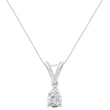 10K White Gold 1/5 cttw Diamond Pear Pendant Necklace (H-I, SI1-SI2)