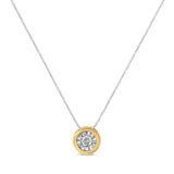 10K Yellow Gold 1/10 Cttw Bezel Solitaire Round-Cut Diamond 18" Pendant Necklace (J-K Color, I2-I3 Clarity)