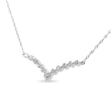 10K White Gold 1/2 Cttw Round-Cut Diamond "V" Shaped 18" Necklace (H-I Color, I1-I2 Clarity)