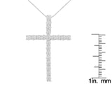 10Kt White Gold 1 cttw Diamond Cross Pendant Necklace (H-I, I1-I2)