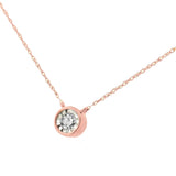 10K Gold Round Brilliant-Cut Diamond Modern Bezel-Set Solitaire Pendant Necklace (J-K Color, I2-I3 Clarity) - 16" with 2" Extender