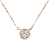 10K Gold Round Brilliant-Cut Diamond Modern Bezel-Set Solitaire Pendant Necklace (J-K Color, I2-I3 Clarity) - 16" with 2" Extender