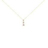 10K Yellow Gold 1/4 cttw Miracle-Set Brilliant Round Cut Diamond Graduating 3 Stone Drop 18" Pendant Necklace (J-K Color, I1-I2 Clarity)