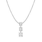 10K White Gold 1/4 cttw Diamond 3 Stone Drop Pendant Necklace (J-K, I1-I2)