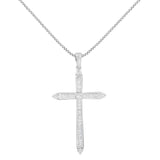 10K White Gold 3/8 cttw Diamond Cross Pendant Necklace (H-I, I2-I3)