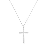 10K White Gold 3/8 cttw Diamond Cross Pendant Necklace (H-I, I2-I3)