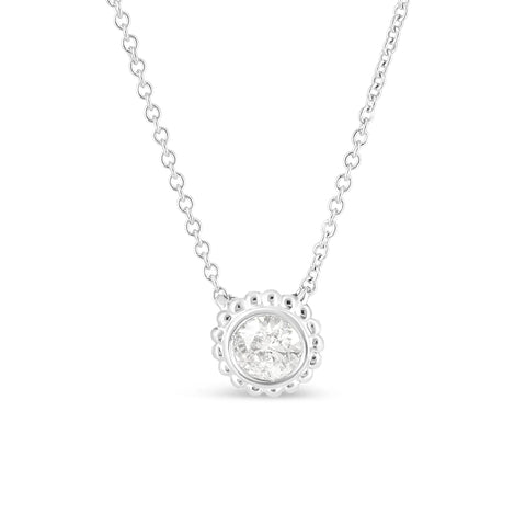 10K White Gold 1/2 Cttw Bezel Set Round Diamond Sunflower Finish 18