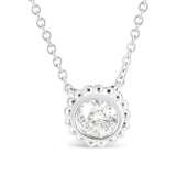 10K White Gold 1/2 Cttw Bezel Set Round Diamond Sunflower Finish 18" Pendant Necklace (I-J Color, I1-I2 Clarity)