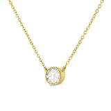 10K Yellow Gold 1.0 Cttw Round Brilliant-Cut Diamond Modern Bezel-Set Solitaire Adjustable 16"-18" Pendant Necklace (K-L Color, SI2-I1 Clarity)