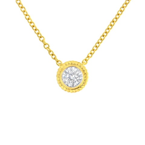 10K Yellow Gold 1/4 cttw Bezel-Set Round-Cut Diamond Solitaire Milgrain 18