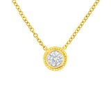 10K Yellow Gold 1/4 cttw Bezel-Set Round-Cut Diamond Solitaire Milgrain 18" Pendant Necklace (J-K Color, I1-I2 Clarity)