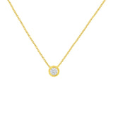 10K Yellow Gold 1/4 cttw Bezel-Set Round-Cut Diamond Solitaire Milgrain 18" Pendant Necklace (J-K Color, I1-I2 Clarity)