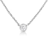 10K Gold 0.10 Carat Diamond Classic Bezel-Set Solitaire Pendant Necklace with 16"-18" Adjustable Chain (H-I Color, SI2-I1 Clarity)