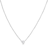 10K Gold 0.10 Carat Diamond Classic Bezel-Set Solitaire Pendant Necklace with 16"-18" Adjustable Chain (H-I Color, SI2-I1 Clarity)