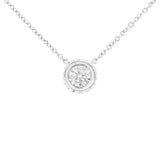 10K White Gold 1/4 Cttw Round-Cut Diamond Solitaire Chakra Style 18" Pendant Necklace (J-K Color, I1-I2 Clarity)