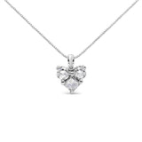 10K White Gold 1/4 Cttw Diamond 3 Stone Heart Shaped Pendant 18" Necklace (J-K Color, I1-I2 Clarity)