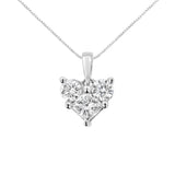 10K White Gold 1/2 Cttw Round and Princess-Cut Diamond Heart Shape 18" Pendant Necklace (H-I Color, SI2-I1 Clarity)